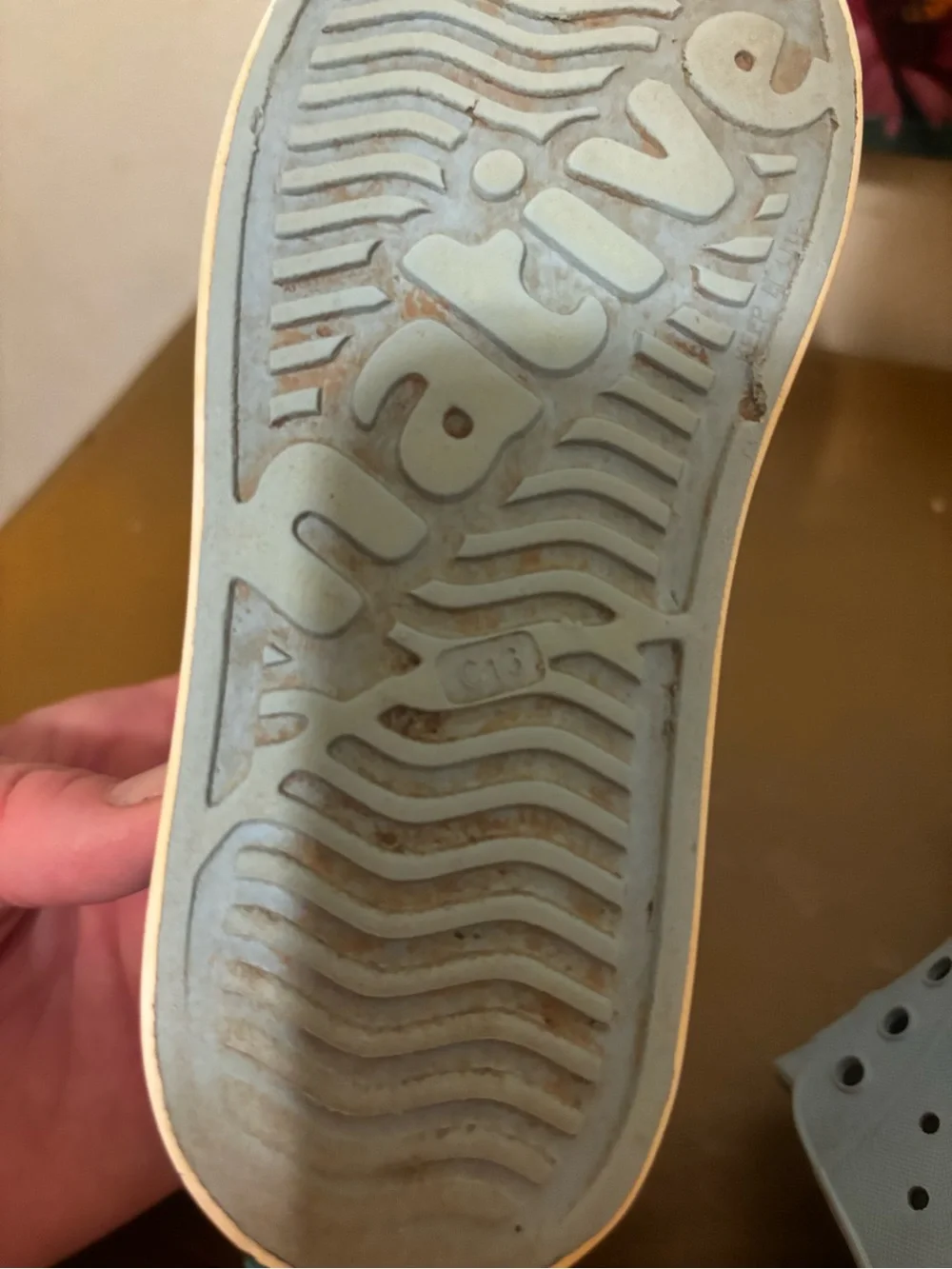 Native boys Slip-On Sneakers in Light Blue with White Soles. C13